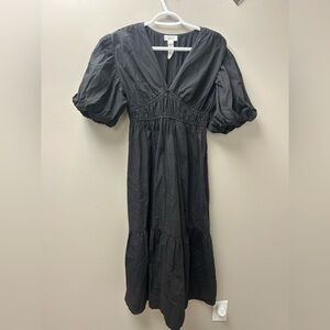 Japna Black Maxi Puff Sleeve Dress